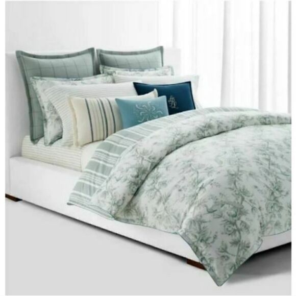 Lauren Ralph Lauren Home Julianne Toile Full Queen Duvet Cover Sage NWOT - Picture 1 of 7